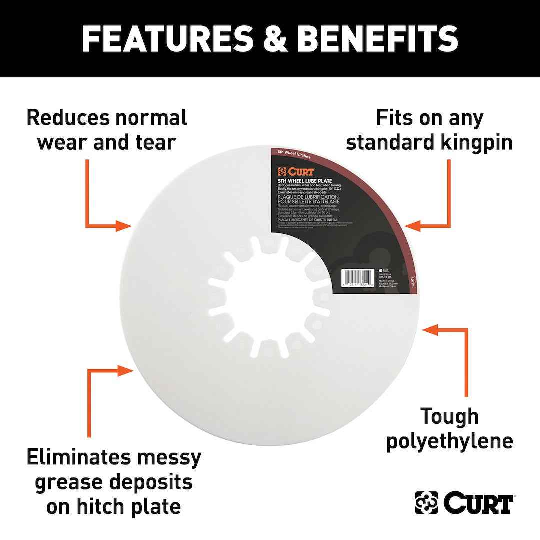 CURT 16721 10-Inch Polyethylene Fifth-Wheel Lube Disc