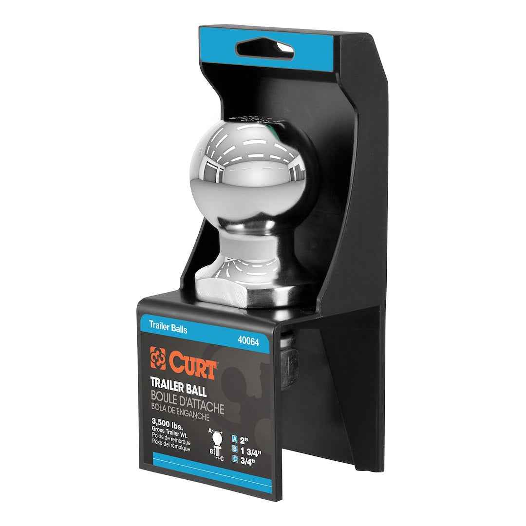 CURT 40064 2-Inch 3500-lb Hitch Ball, 1-3/4-Inch Shank