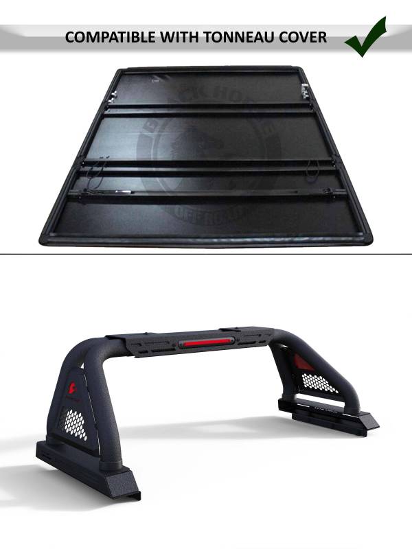 Black Horse Offroad RB09MT Gladiator Textured Tubular Bed Bar with Lights - image 3