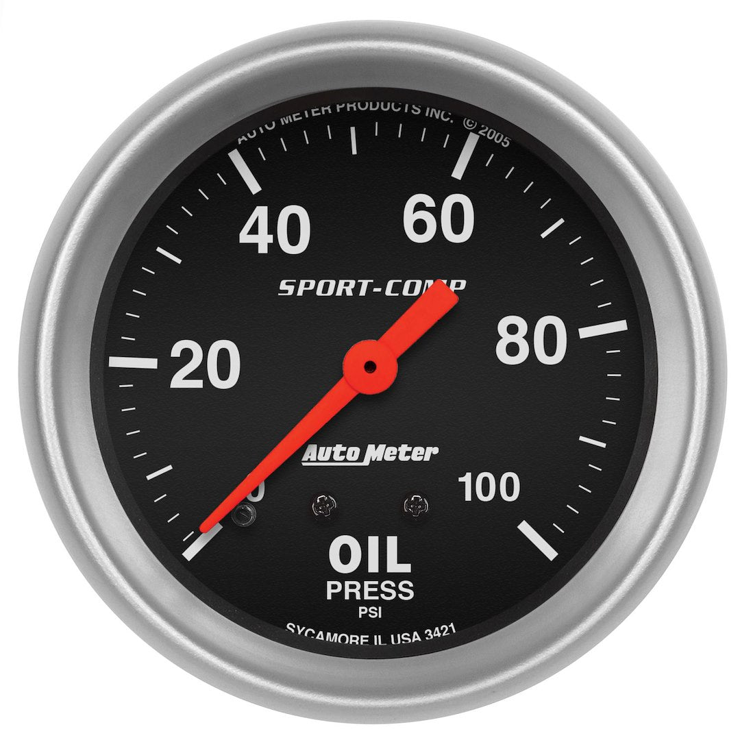 AutoMeter 3421 Sport-Comp Mechanical Oil Gauge, 2-5/8 Inch - image 1
