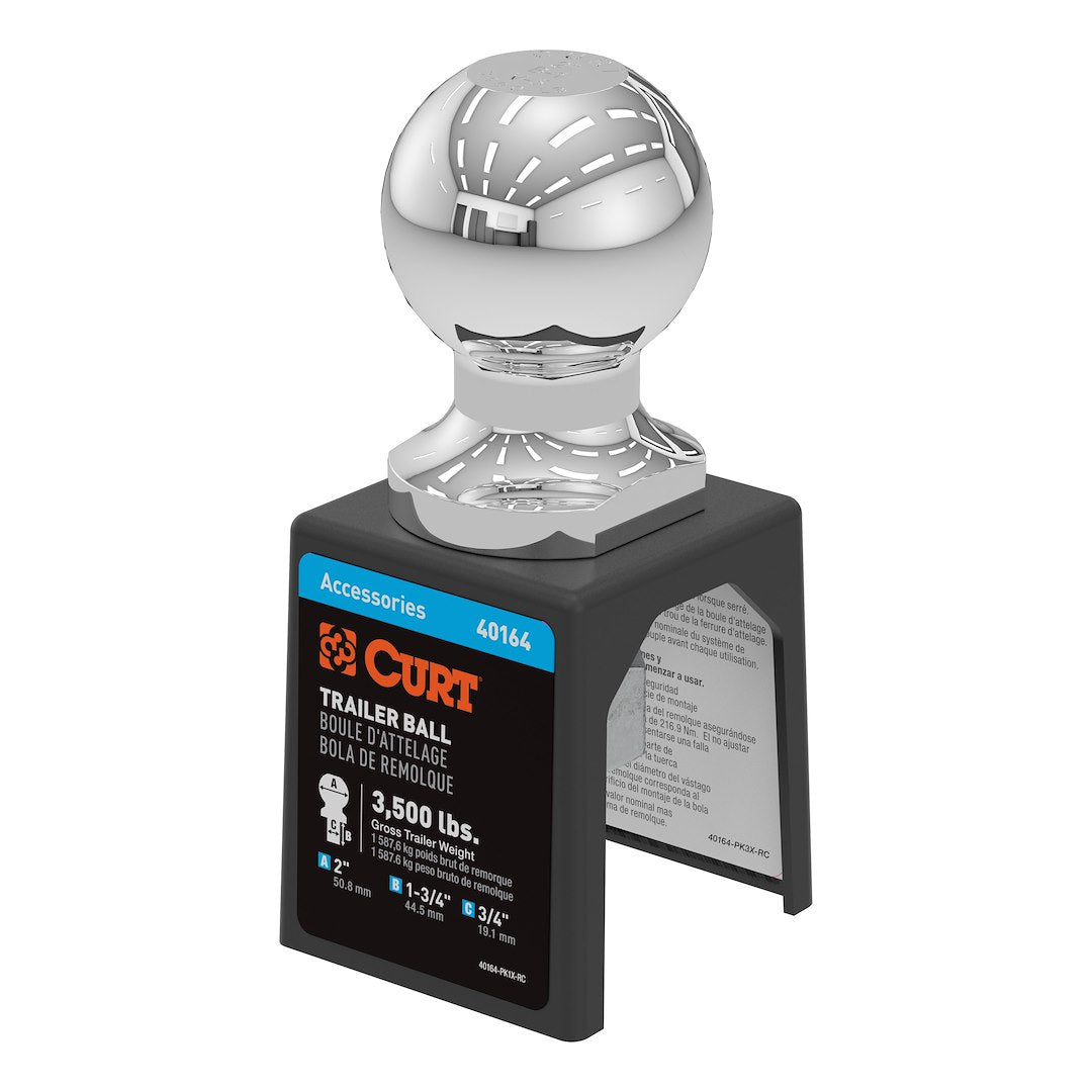 CURT Trailer Hitch Ball (40164) – Shank Length (In): 1-3/4 Inch