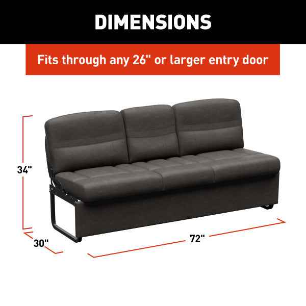 Lippert 2024044414 McCoy Brown Three-Seat Jackknife Sofa, 72-Inch