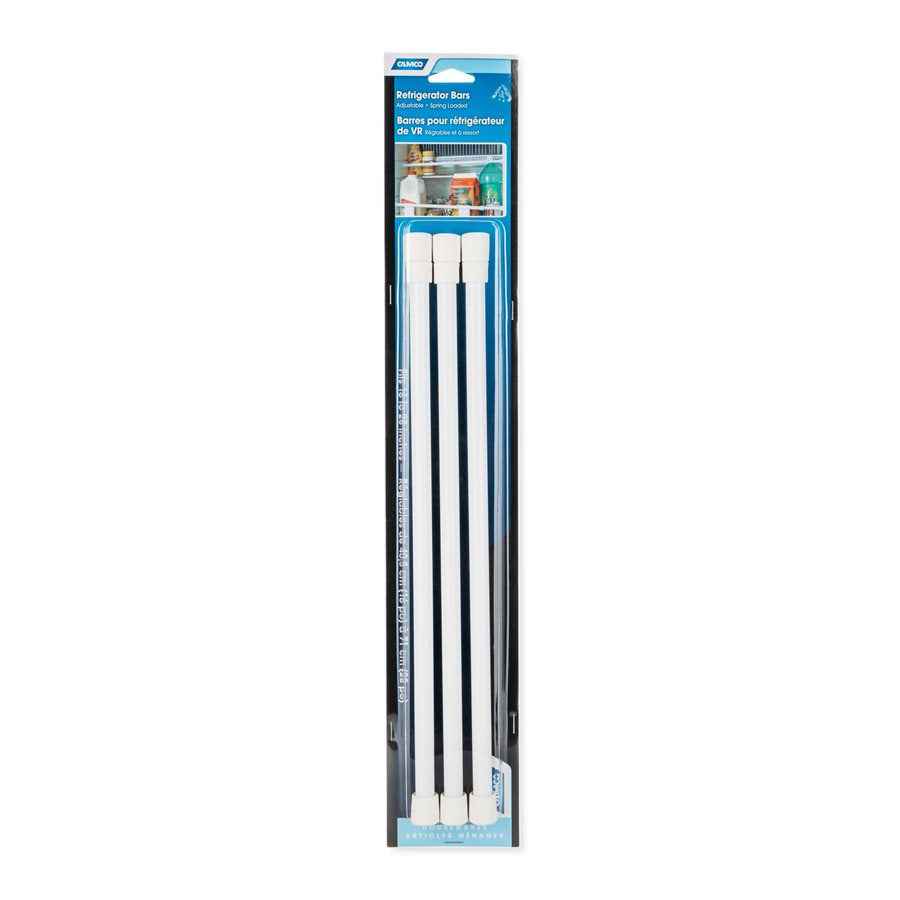 Camco 44053 White 16–28-Inch Refrigerator Bars, Three-Pack