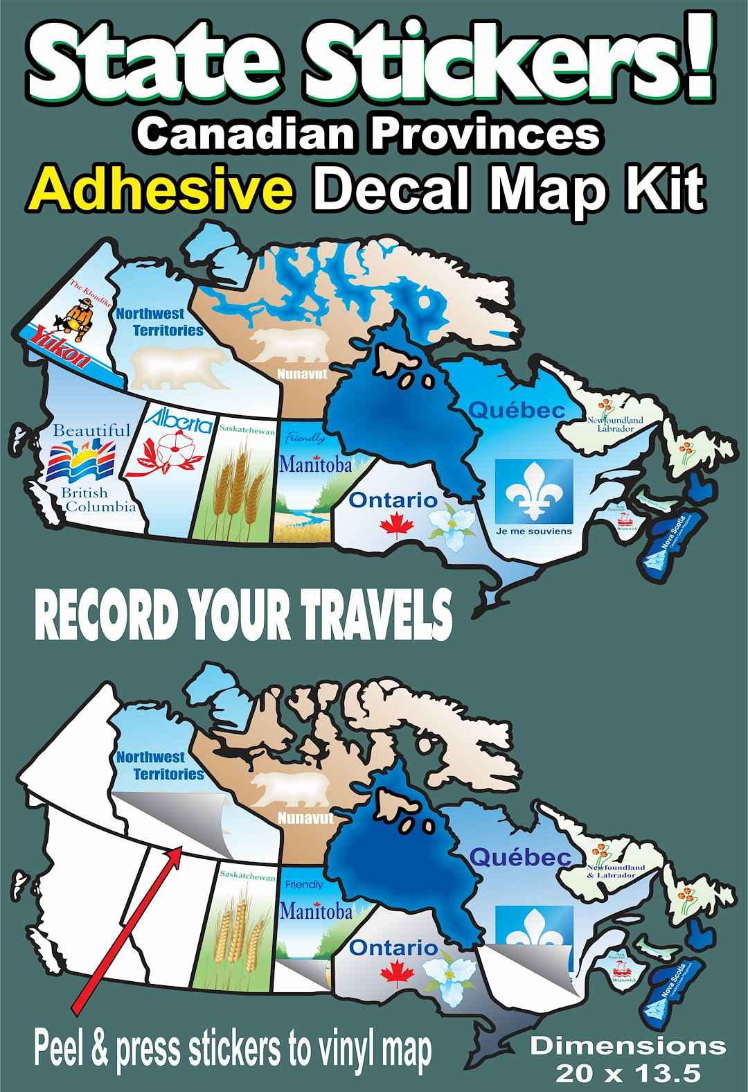 State Sticker Travel Map Sticker - 20 in – 800