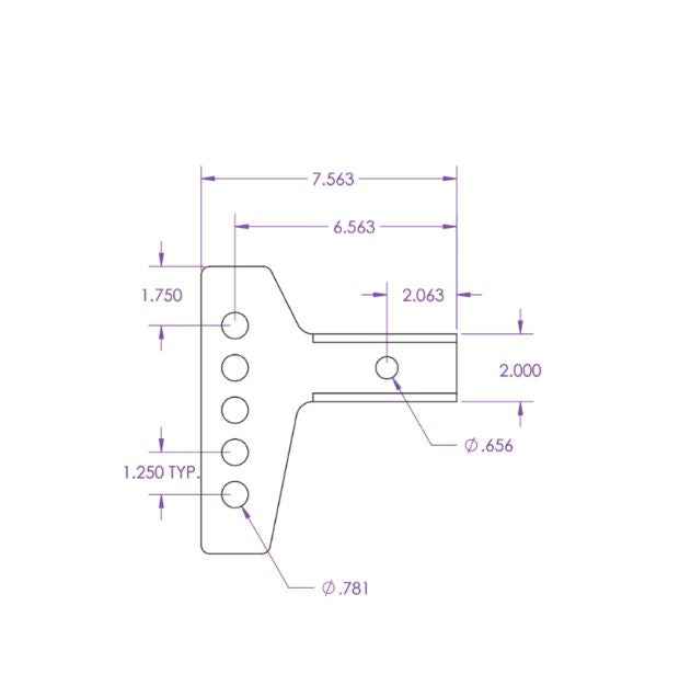 Gen-Y Hitch GH-0352 2-in Weight-Distribution Shank - 5 Mounting Holes