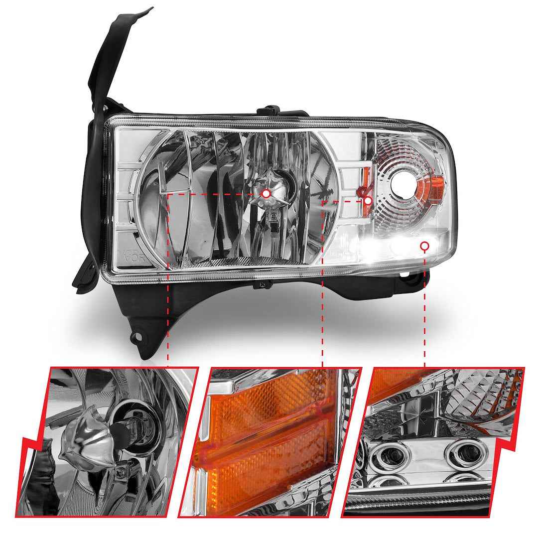 ANZO USA 111206 Dodge Ram Crystal Reflector Headlight Pair