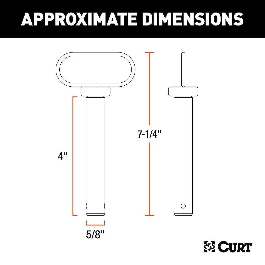 CURT 45804 5/8-by-4-Inch Clevis Hitch Pin with Rubber Handle