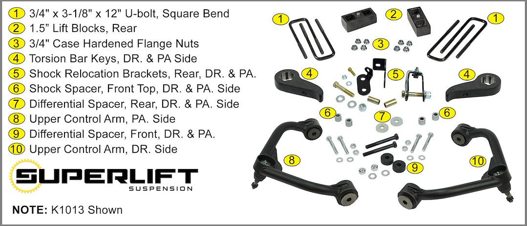 Superlift K1013 GM 2500HD Suspension Lift System