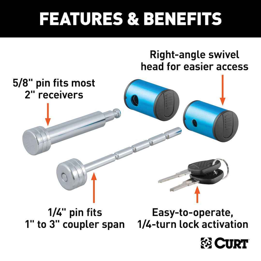 CURT Trailer Coupler Lock - Keyed Alike, Set Of 2 – 23505