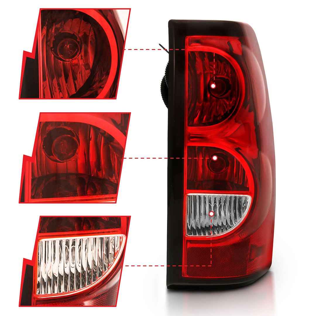 ANZO USA 311302 Silverado Chrome Tail-Light Pair, Red/Clear