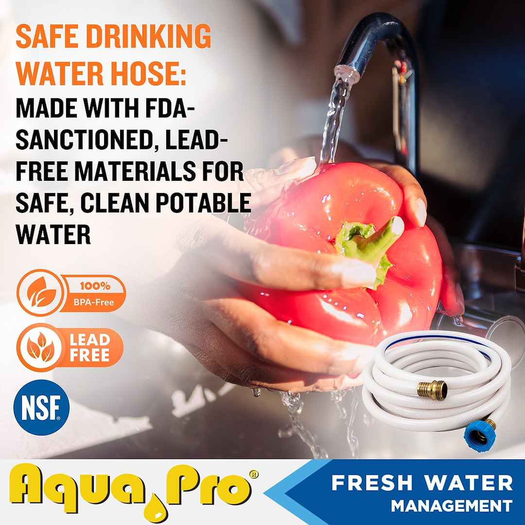 Aqua Pro W20869 15-ft White Drinking-Water Hose, 120 PSI