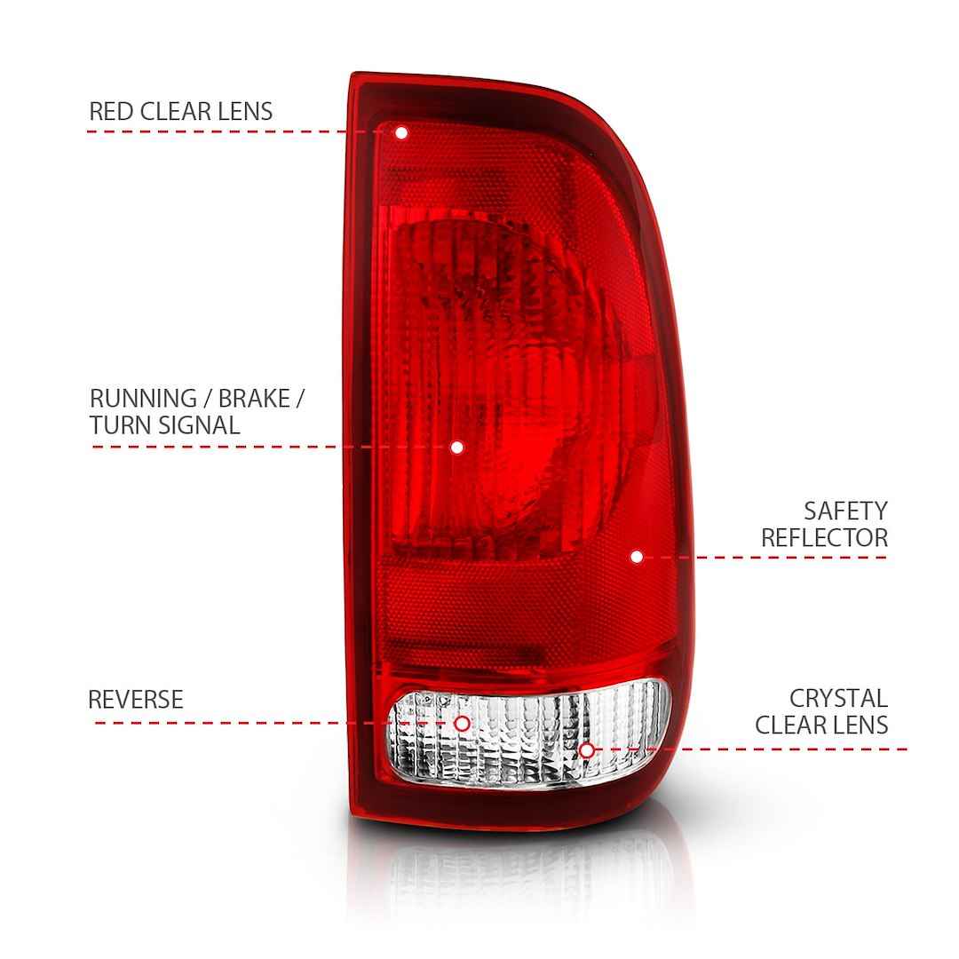 ANZO USA 311307 Ford Chrome Tail-Light Pair, Red/Clear