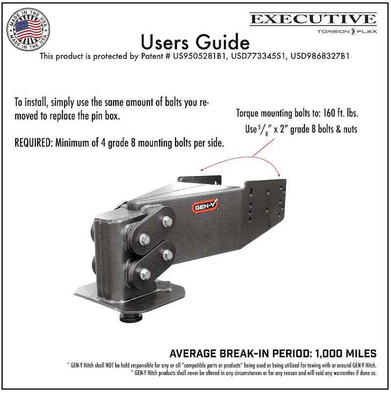 Gen-Y Hitch GH-8060 Fifth Wheel Trailer Hitch Pin Box , Gen-Y Hitch EXECUTIVE Torsion Flex – image 3