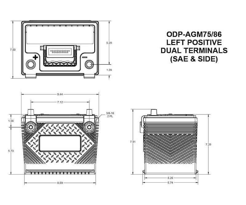 Odyssey Battery ODP-AGM75 86 AGM Deep Cycle Battery Odyssey Group 75/86 49Ah 708CCA – image 4