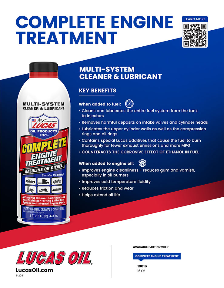 Lucas Oil 10016 Complete Engine Treatment Fuel Additive