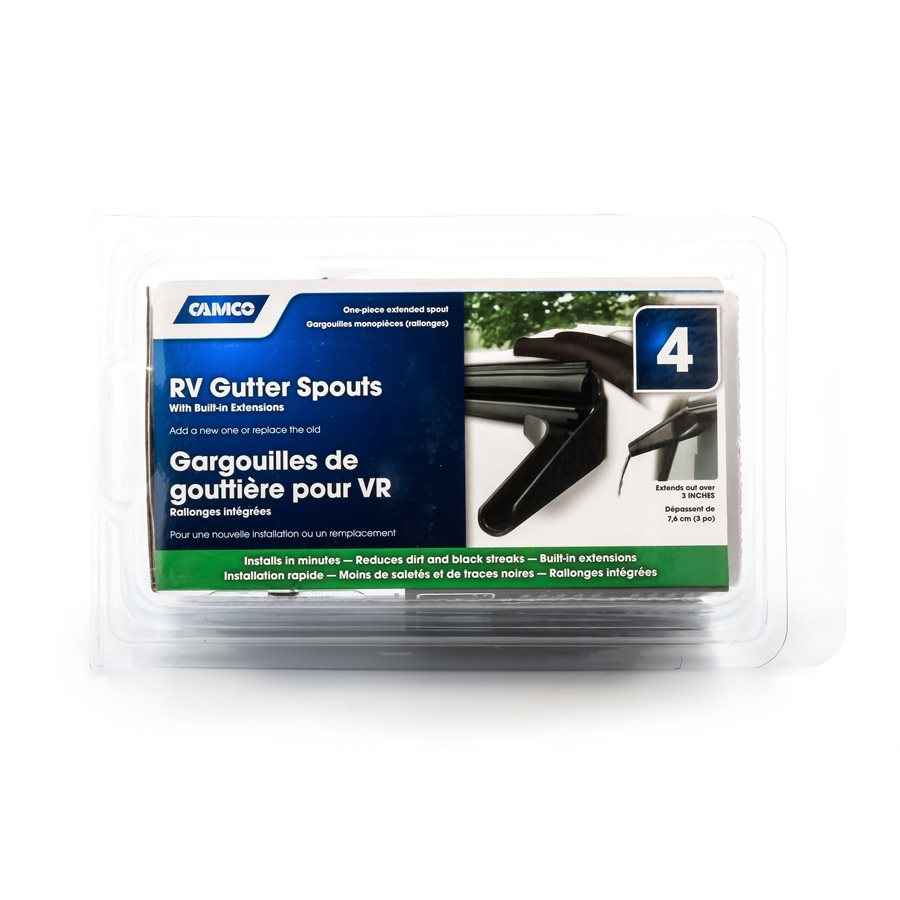 Camco 42452 Black RV Gutter Spouts, Four-Pack