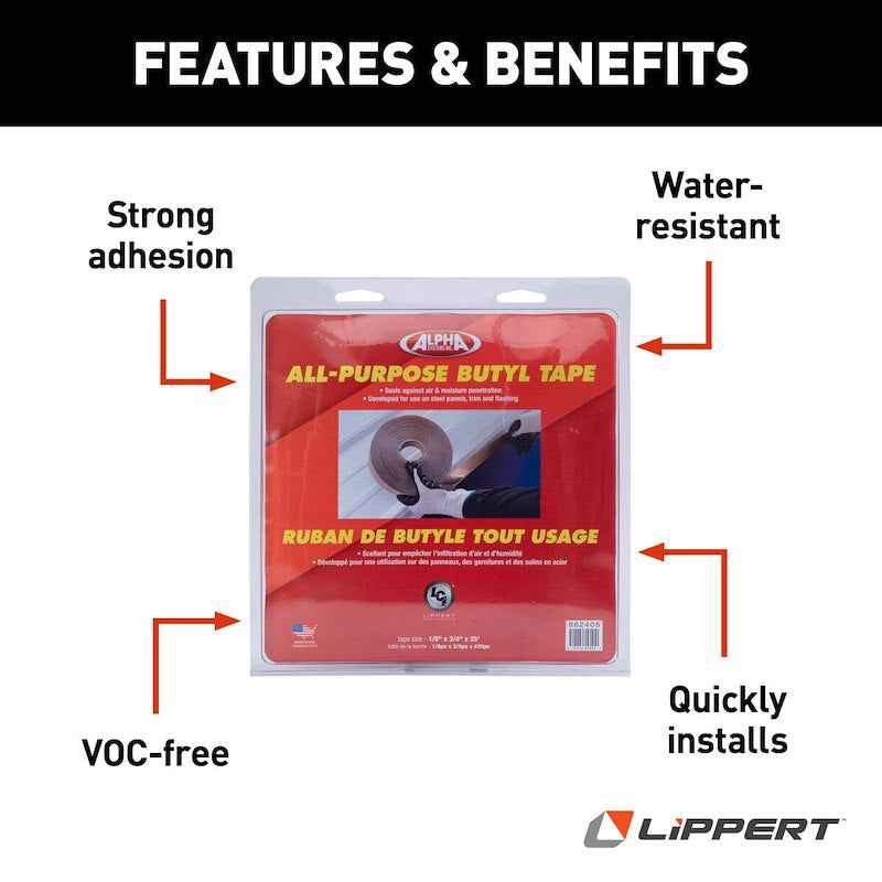 Lippert Components Q130 Lippert Butyl Tape, Gray, 1/8" x 3/4" x 30' Roll – image 3