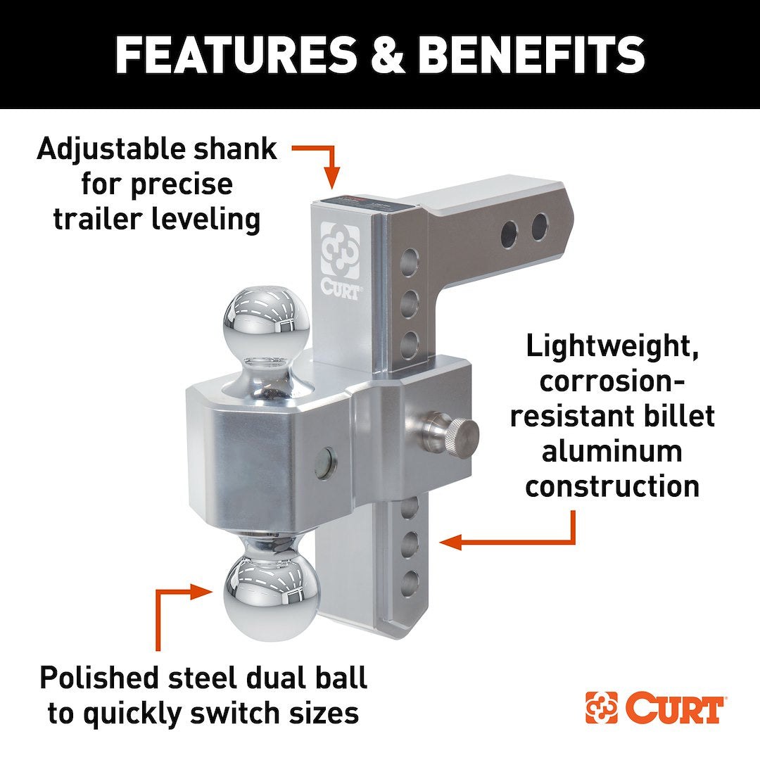 CURT 45365 Alumilite Adjustable Dual-Ball Receiver Mount - image 3
