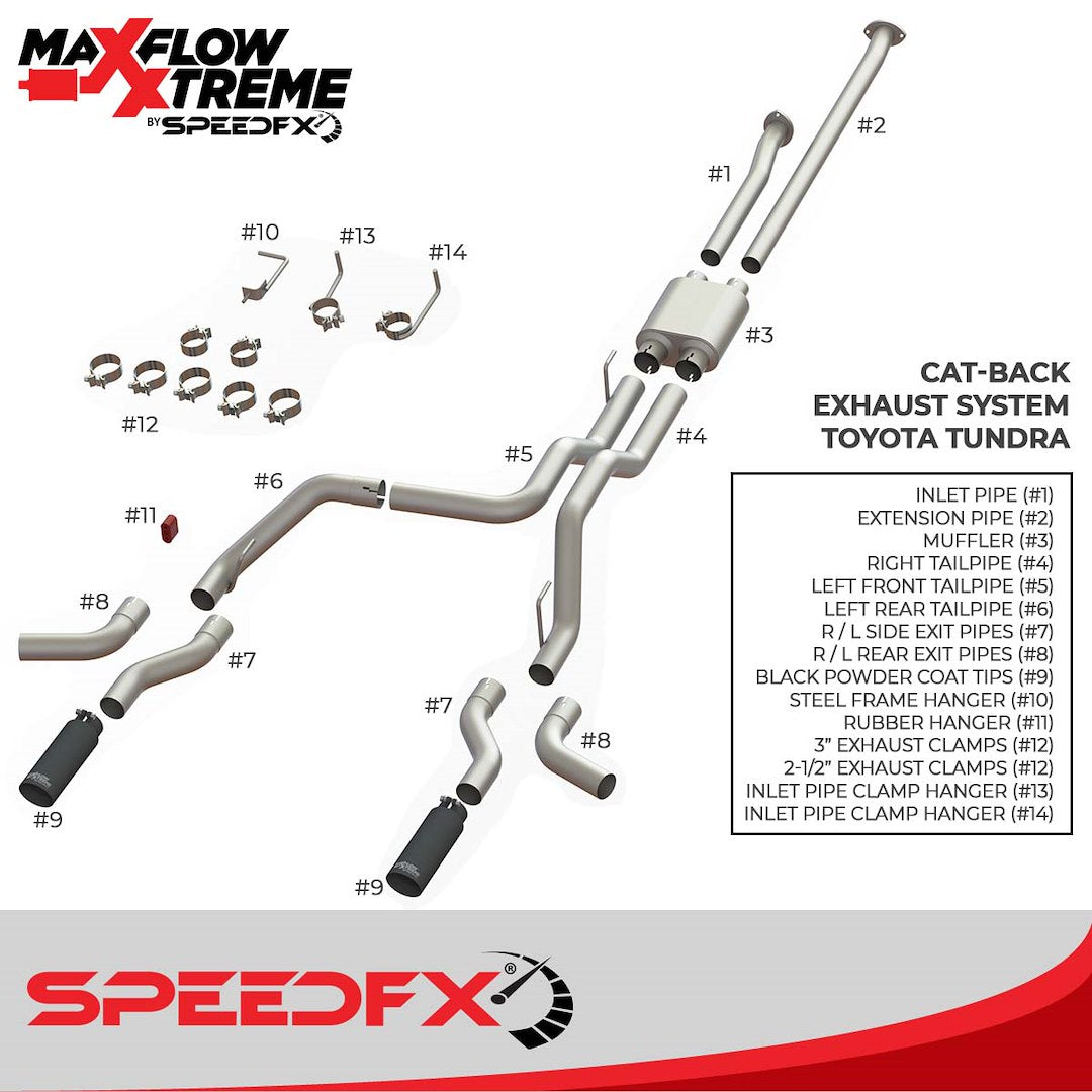 SpeedFX 50800 MaxFlow Xtreme Tundra Exhaust System