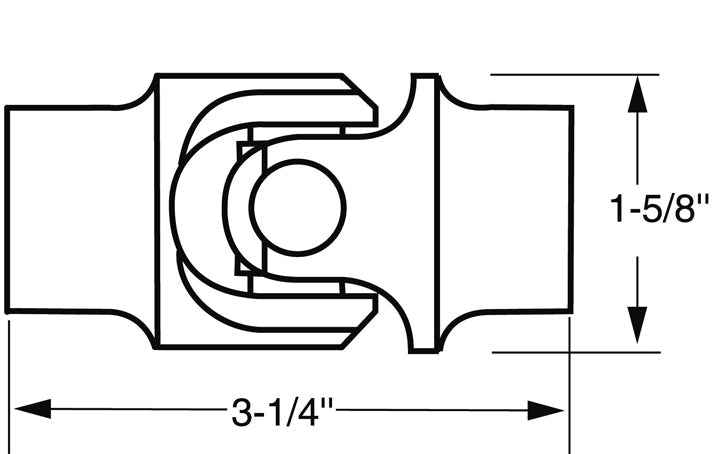 Borgeson 016464 Black Steel Steering Joint, Dual 3/4 Smooth