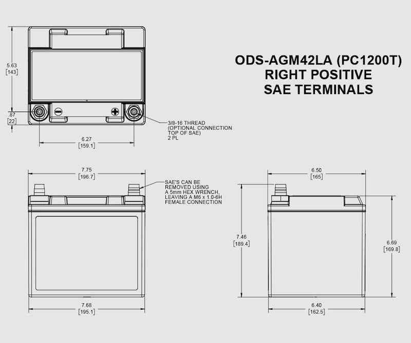 Odyssey Battery ODS-AGM42LA Odyssey AGM Battery 12V 540 CCA Marine Powersports – image 2