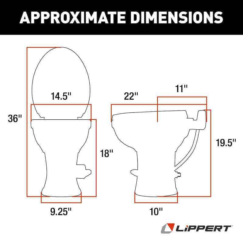 Lippert Components 2022113192 RV Toilet Lippert , Flow Max Permanent Pedal-Flush, White – image 8