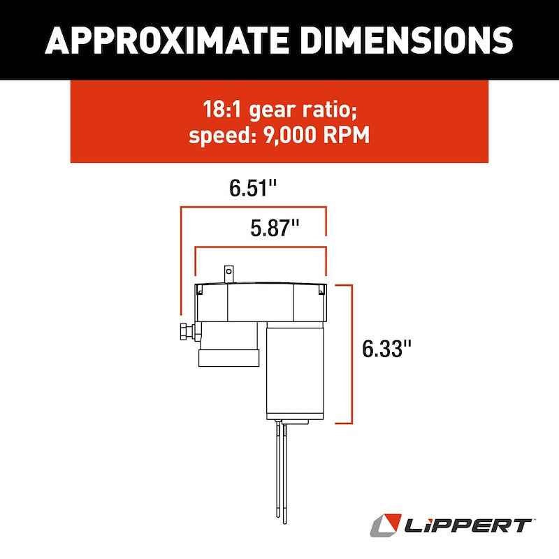 Lippert Components 125802 Slide Out Motor, 9000 RPM 18:1 Tuson Motor for Through Frame – image 3