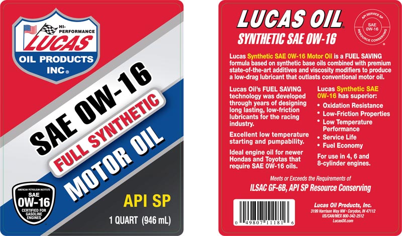Lucas Oil 11181 Synthetic Four-Stroke Motor Oil