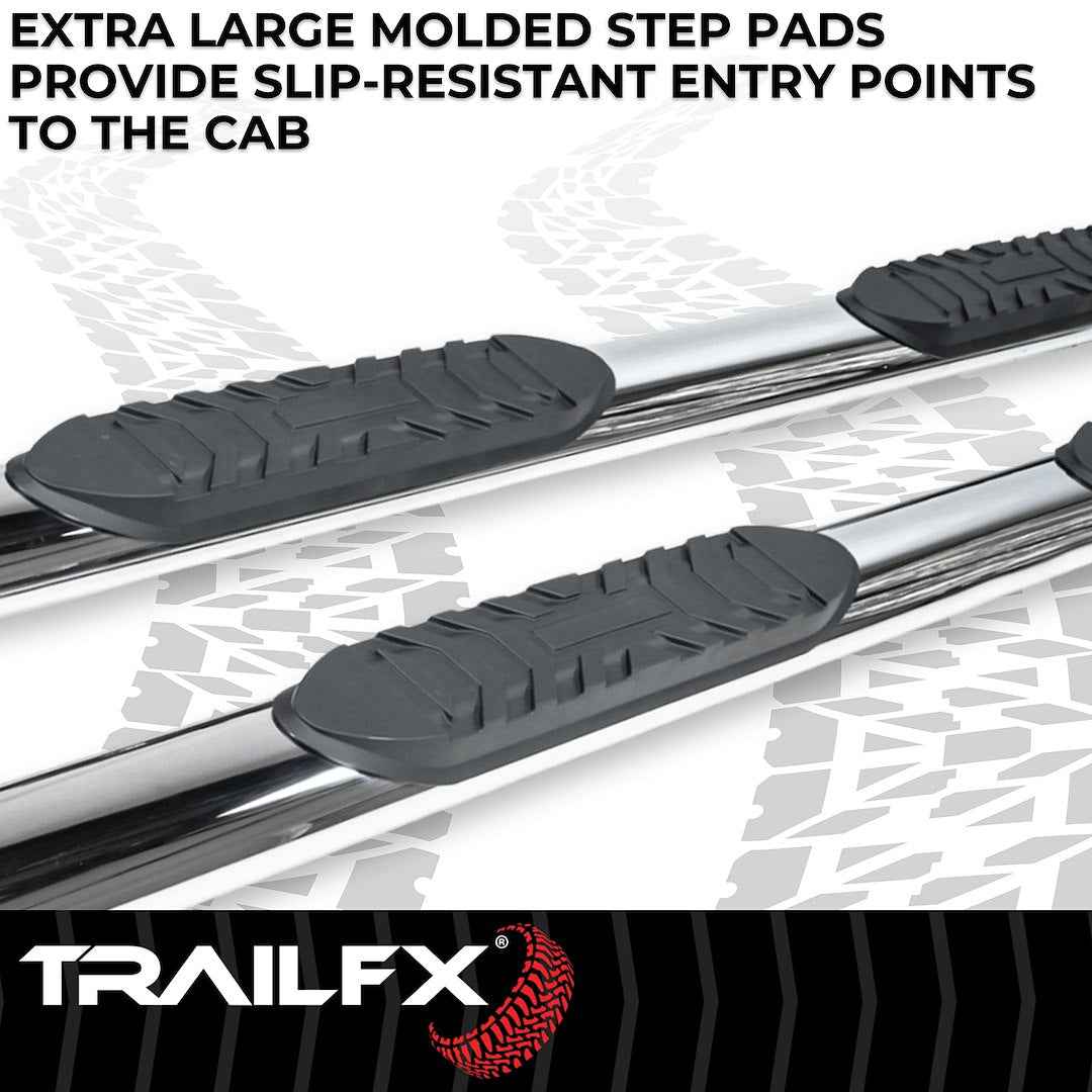 TrailFX 4 in Oval Nerf Step Bars - Stainless, 300 lb – A1545S
