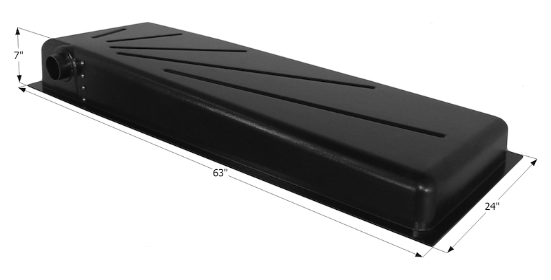 Icon 12370 28 Gallon Waste Holding Tank, 63" L x 24" W x 7" H, Right Side Drain – image 1
