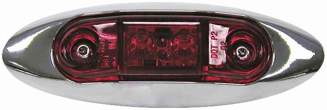 Peterson V168XR Red Chrome-Bezel Oval Clearance LED