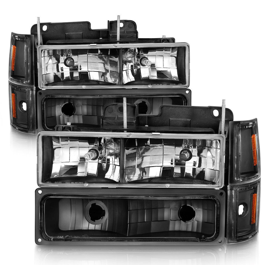 ANZO USA 111505 Eight-Piece Black Crystal Headlight Set - image 1