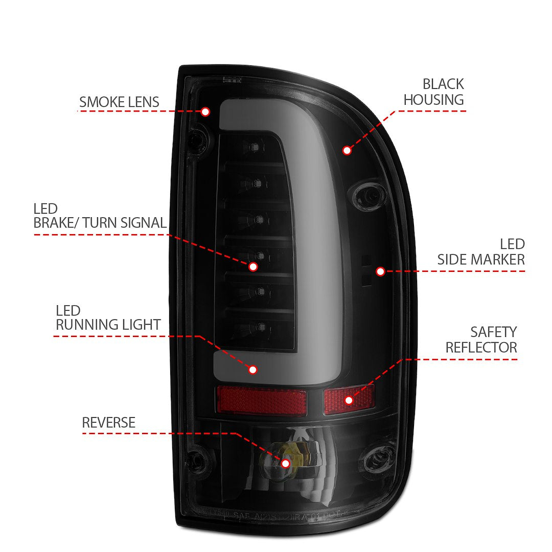 ANZO USA 311354 Tacoma Smoke-Lens LED Tail-Light Pair, Black - image 3