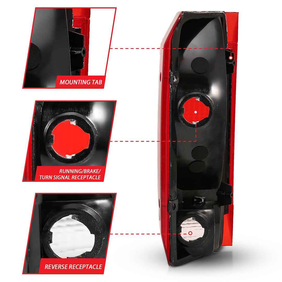 ANZO USA 311306 Ford Black Tail-Light Pair, Red/Clear