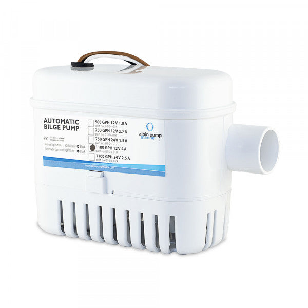 Albin 01-04-018 12V Automatic Bilge Pump, 1,100 GPH - image 1