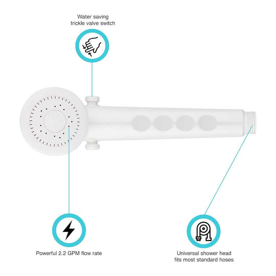 Dura Faucet DFSA135WT White Handheld Shower Wand with Trickle Switch