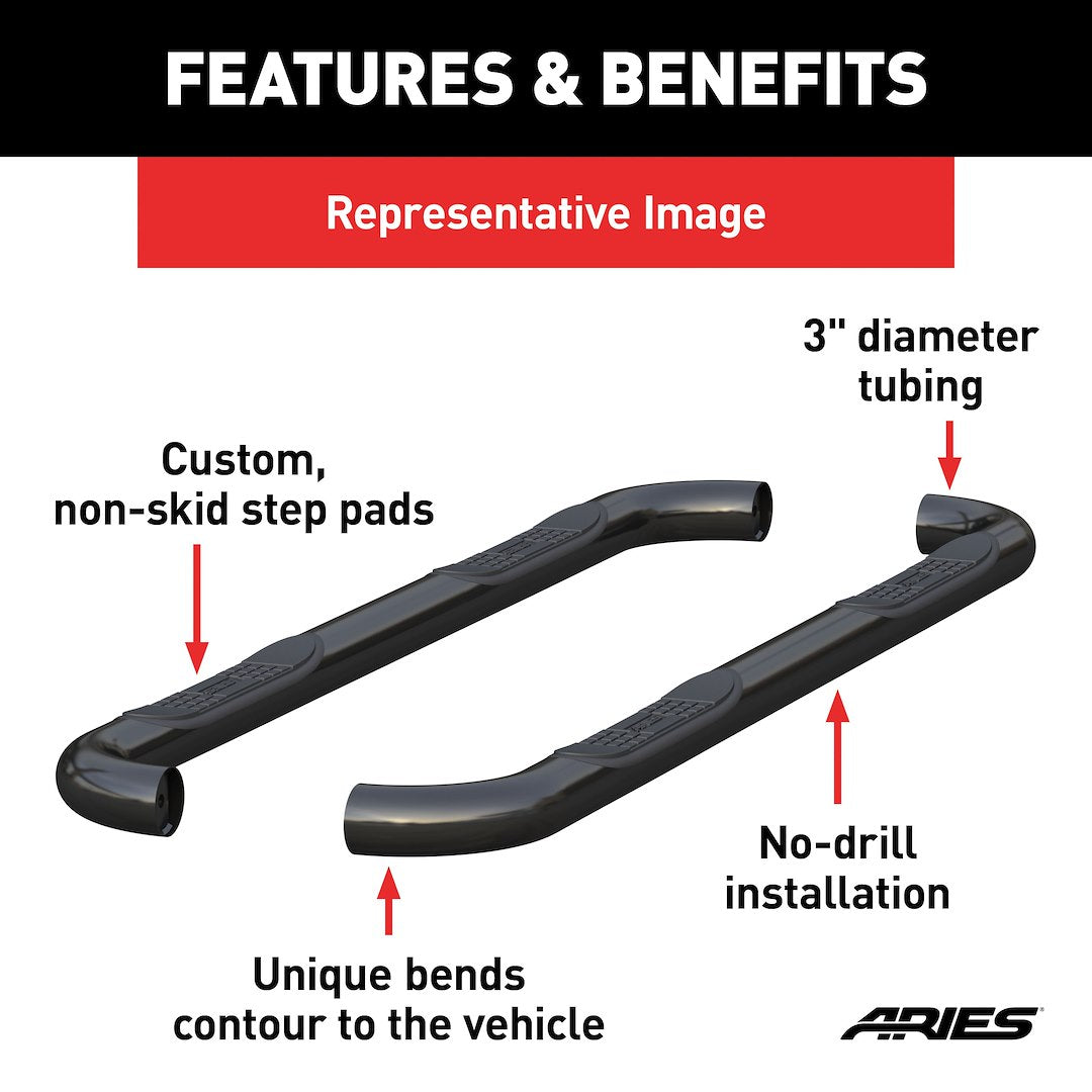 Aries 205031 Durango Black 3-Inch Round Side Steps - image 4