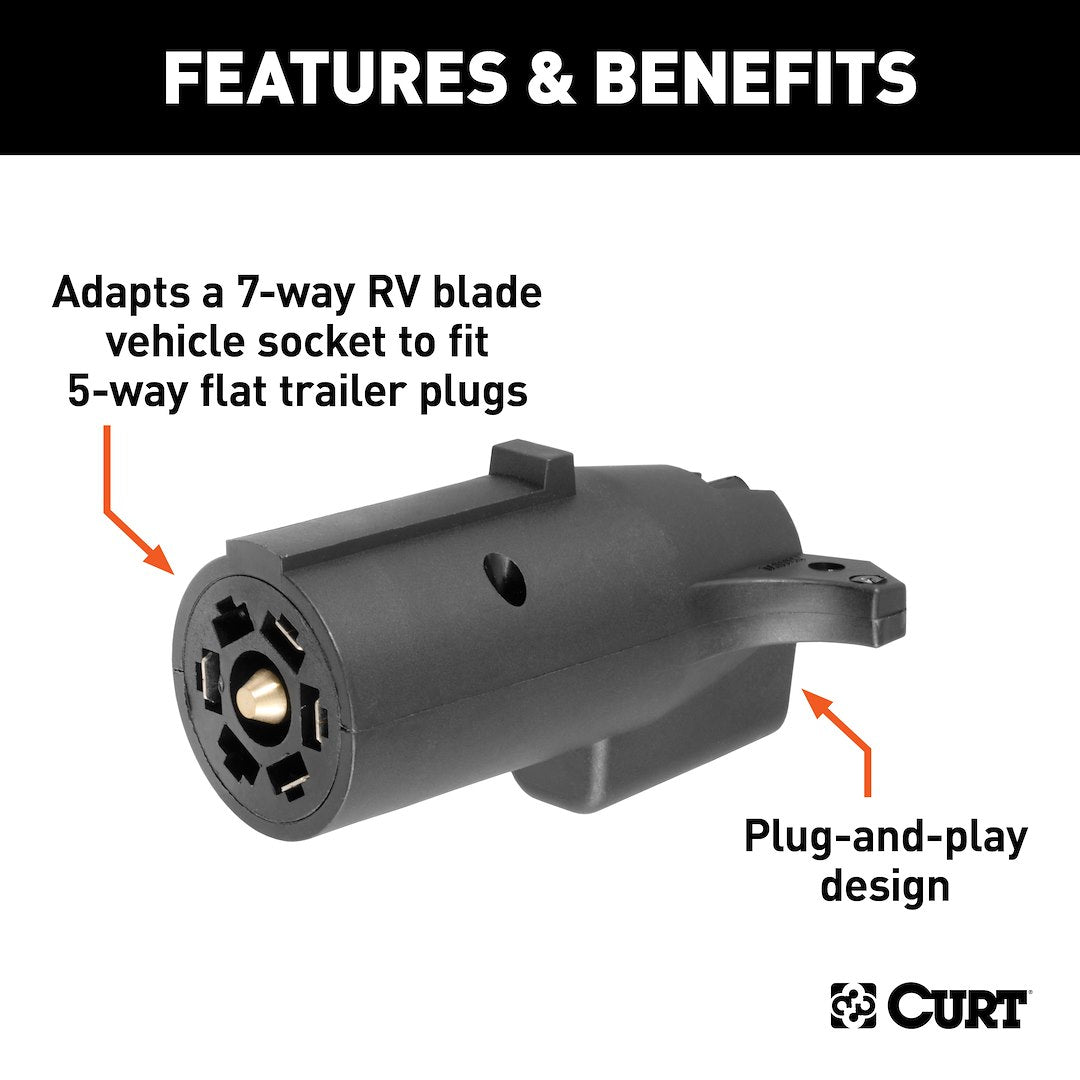 CURT Trailer Wiring Connector Adapter (57250) – Material: Plastic