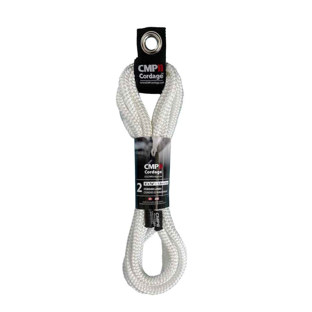 CMP Cordage CFL3806WH White Boat Fender Line Pair