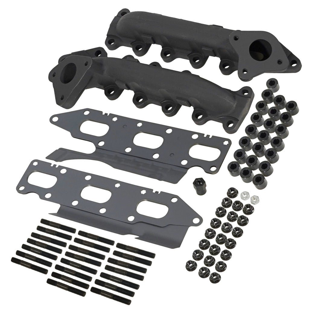 BD Diesel 1043001 Black Cast-Iron Exhaust Manifolds with Gaskets - image 1