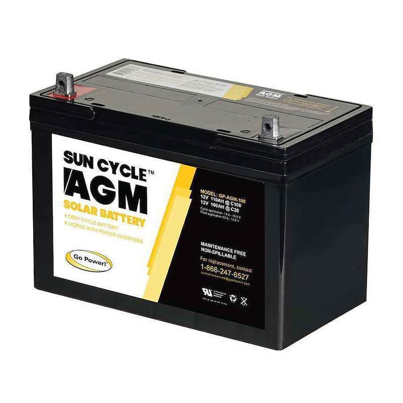 Go Power GP-AGM-100-12V 12V 100Ah AGM Deep Cycle Solar Battery, T14 – image 1