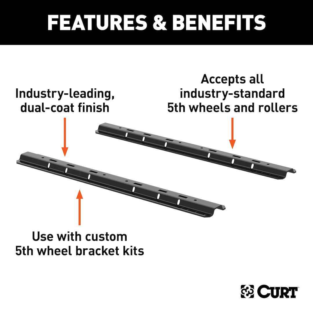 CURT 25K 5th-Wheel Base Rails - Carbide Black – 16200