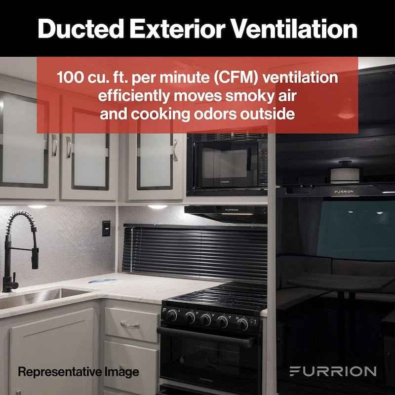 Furrion FHO23SACR-BL RV Stove Vent Range Hood 12V Ducted, 24" Furrion Black – image 4