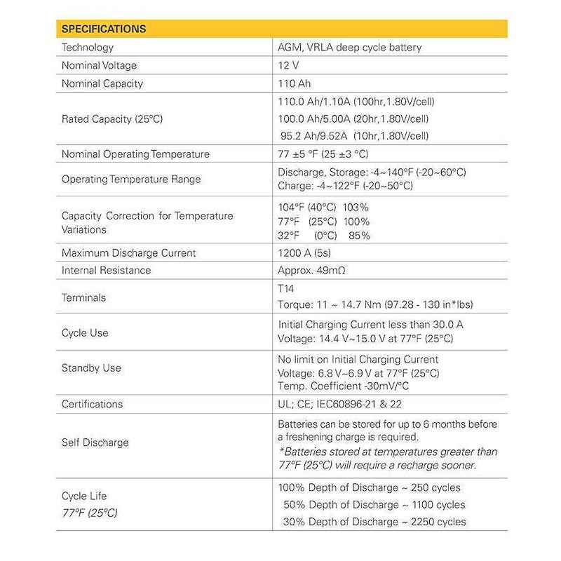 Go Power GP-AGM-100-12V 12V 100Ah AGM Deep Cycle Solar Battery, T14 – image 3