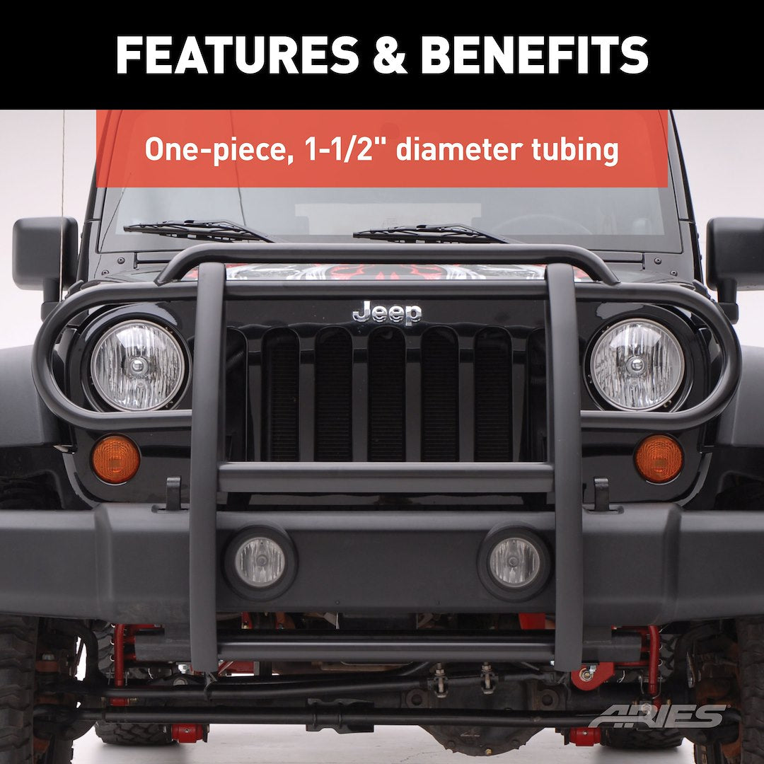 Aries 1050 Wrangler JK Steel Grille and Brush Guard - image 6
