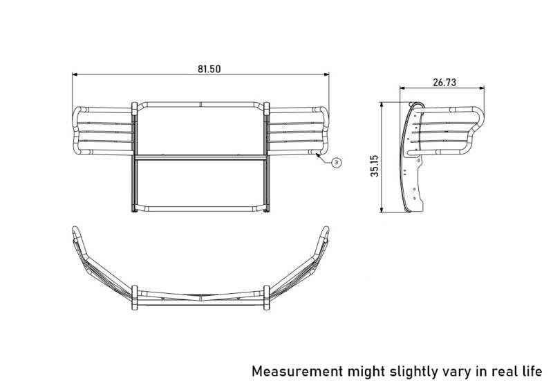 Black Horse Offroad 17FP32MSS F-150 Polished Three-Piece Grille Guard - image 7