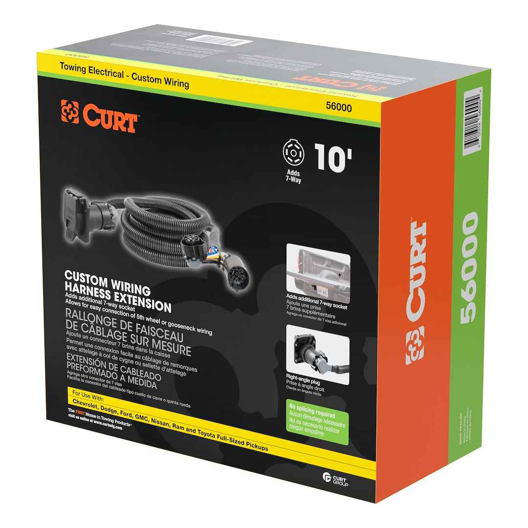 CURT 56000010 10-ft In-Bed 7-Way Extension Harnesses, Ten-Pack