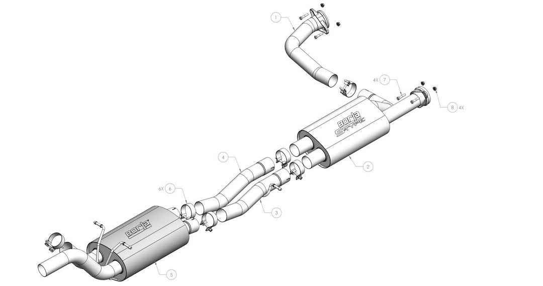 Borla 60755 Hurricane S-Type True-Dual Mid-Section for Select Ram 1500