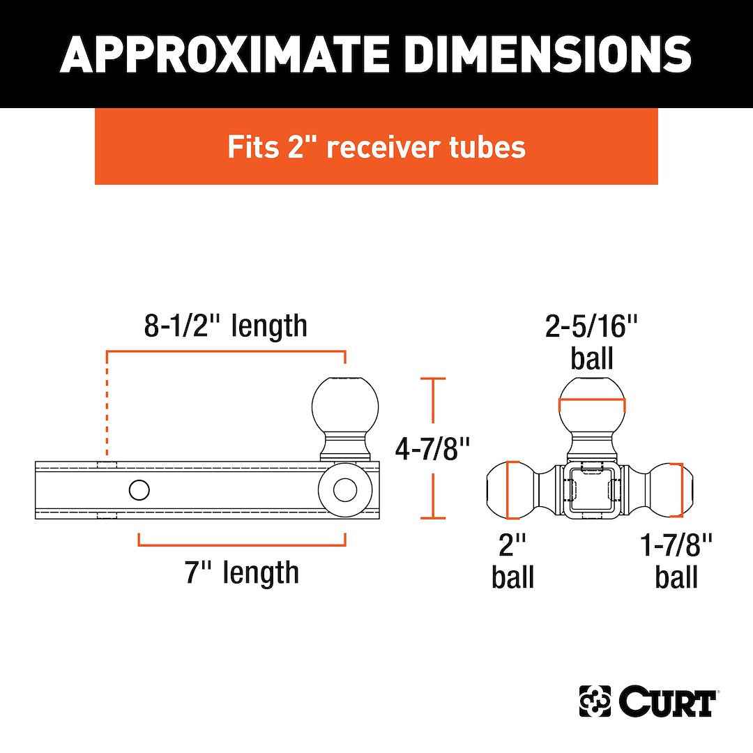 CURT Triple-Ball Mount - 2 in Receiver, 3 Ball Sizes – 45652