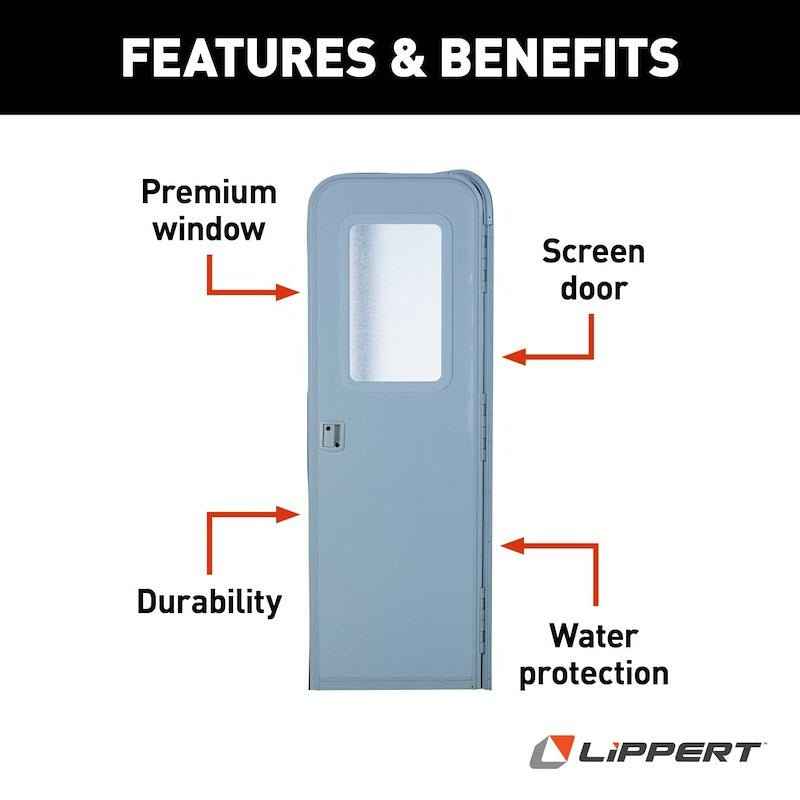 Lippert Components V000381471 26" x 78" Polar White Radius Entry Door with Window and – image 3
